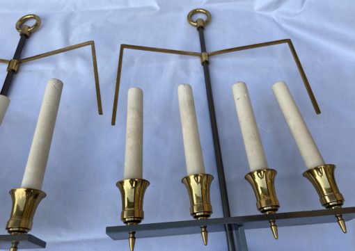 1970 ′ Pair of Double Patina Bronze Wall Lights Directoire Style Maison Jansen Or Wilkinson H 104 X 48 cm - Image 8