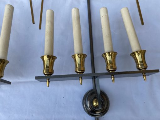 1970 ′ Pair of Double Patina Bronze Wall Lights Directoire Style Maison Jansen Or Wilkinson H 104 X 48 cm - Image 7