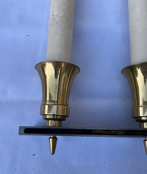 1970 ′ Pair of Double Patina Bronze Wall Lights Directoire Style Maison Jansen Or Wilkinson H 104 X 48 cm - Image 4