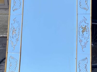 1960/70 Mirror Eglomise Chinese Decor And Gilted Frame in Taste of Pansard 136 X 96 cm