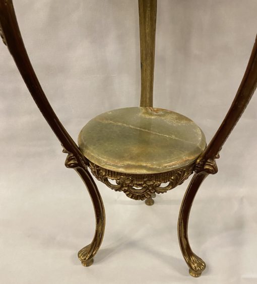 1970′ Sellette en Bronze Doré Style LXV Plateaux Onyx – Image 6
