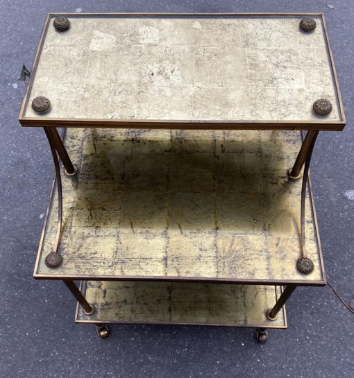 1970′ Étagère à 3 Niveaux En Escalier Maison Baguès En Laiton et Plateaux Dorés à L'Or – Image 6