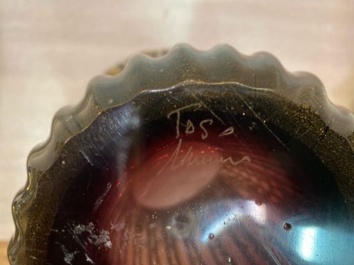 1970 ′ Pair of Vases Or Similar Murano Crystal Violine and Gold Signed Toso H 39 cm - Image 4