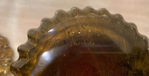 1970 ′ Pair of Vases Or Similar Murano Crystal Violine and Gold Signed Toso H 39 cm - Image 3