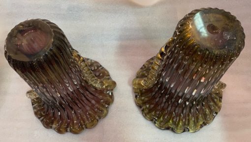 1970 ′ Pair of Vases Or Similar Murano Crystal Violine and Gold Signed Toso H 39 cm - Image 2