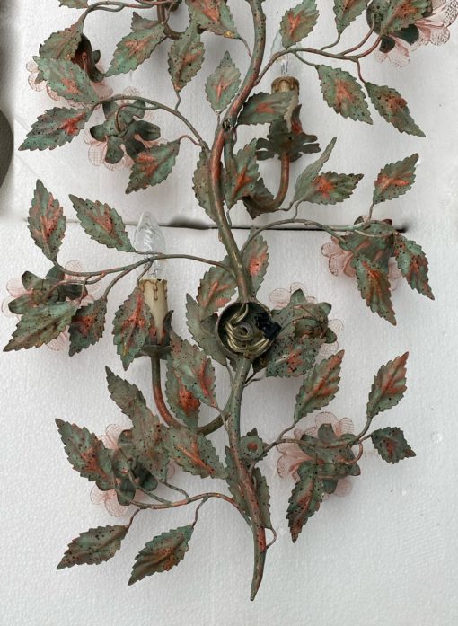 1970 ′ Wall Lamp in Painted Metal And Murano Crystal Flowers H 107 X 40 cm - Image 5