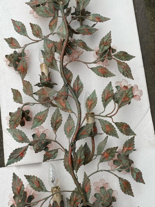 1970 ′ Wall Lamp in Painted Metal And Murano Crystal Flowers H 107 X 40 cm - Image 4