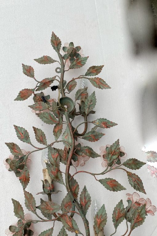 1970 ′ Wall Lamp in Painted Metal And Murano Crystal Flowers H 107 X 40 cm - Image 3