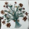 1970′ Applique en Métal Peint à Décor de Gerbe De Fleurs H 85 X 80 cm