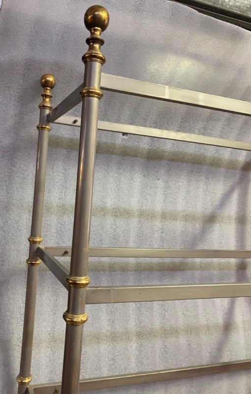 1970 'Shelf A 7 Levels In Polished Iron And Gilt Bronze Rings Maison Jansen With Ball Capitals H 202 X 74 cm - Image 9
