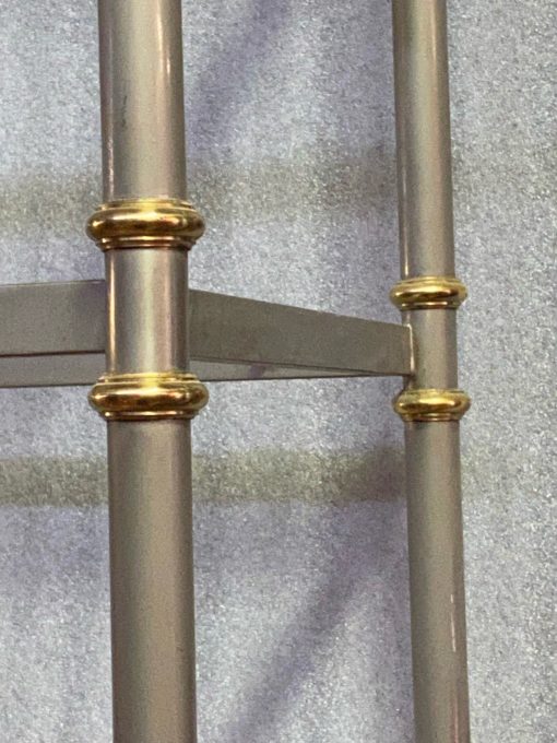 1970 'Shelf A 7 Levels In Polished Iron And Gilt Bronze Rings Maison Jansen With Ball Capitals H 202 X 74 cm - Image 4