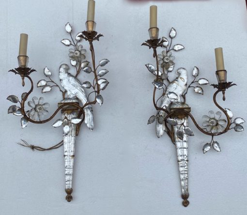 1970 ‘Pair Of Wall Lights With Parakeet Placed On A Sheath, Maison Baguès H 63 cm - Image 9
