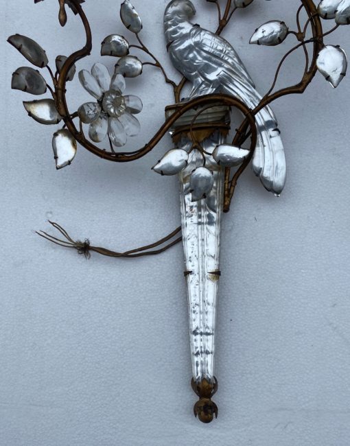 1970 ‘Pair Of Wall Lights With Parakeet Placed On A Sheath, Maison Baguès H 63 cm - Image 8