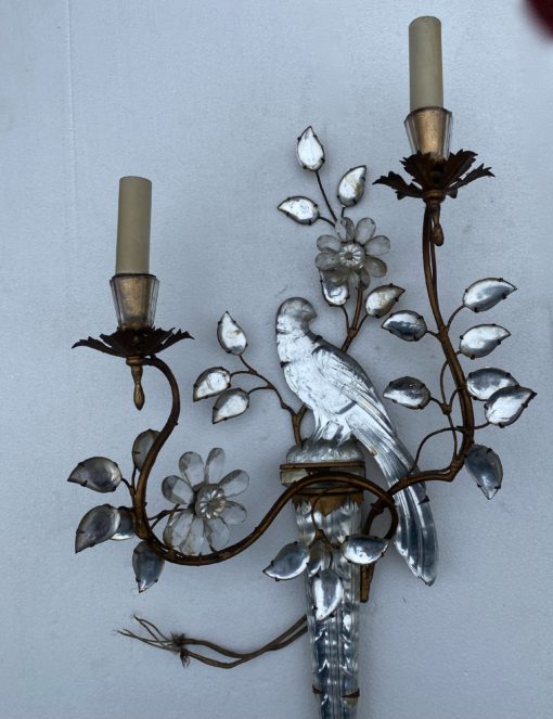 1970 ‘Pair Of Wall Lights With Parakeet Placed On A Sheath, Maison Baguès H 63 cm - Image 7