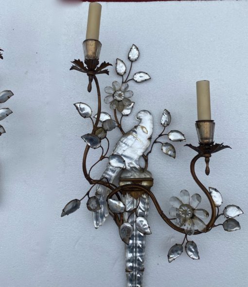 1970 ‘Pair Of Wall Lights With Parakeet Placed On A Sheath, Maison Baguès H 63 cm - Image 6
