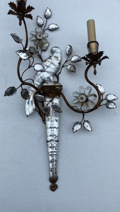 1970 ‘Pair Of Wall Lights With Parakeet Placed On A Sheath, Maison Baguès H 63 cm - Image 5