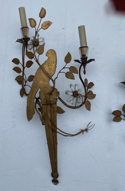 1970 ‘Pair Of Wall Lights With Parakeet Placed On A Sheath, Maison Baguès H 63 cm - Image 4