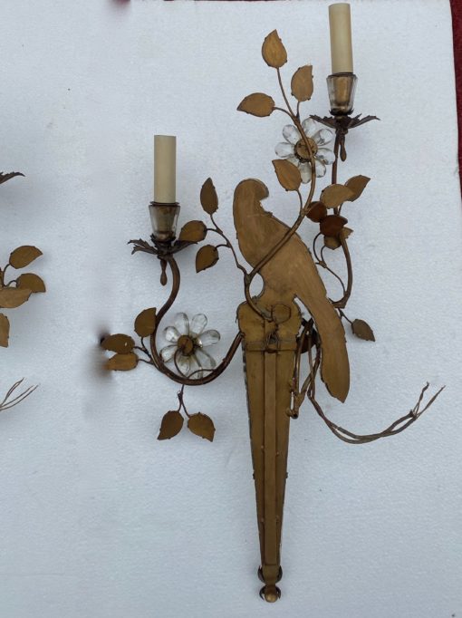 1970 ‘Pair Of Wall Lights With Parakeet Placed On A Sheath, Maison Baguès H 63 cm - Image 3