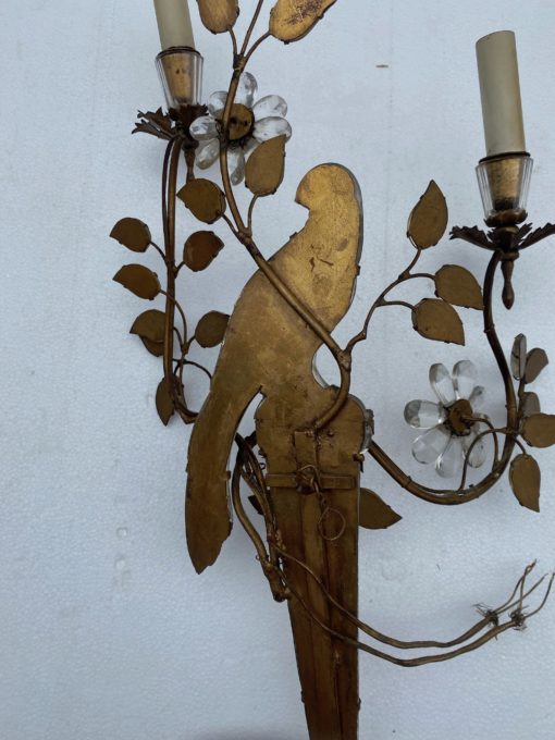 1970 ‘Pair Of Wall Lights With Parakeet Placed On A Sheath, Maison Baguès H 63 cm - Image 2