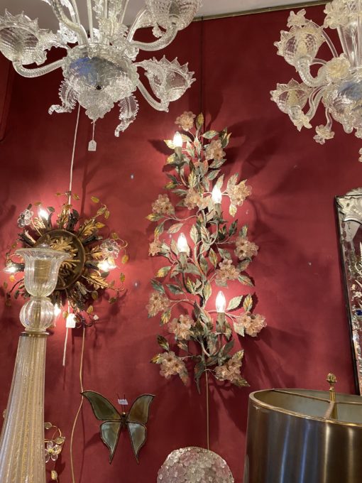 1970 ′ Wall Lamp in Painted Metal And Murano Crystal Flowers H 107 X 40 cm - Image 10