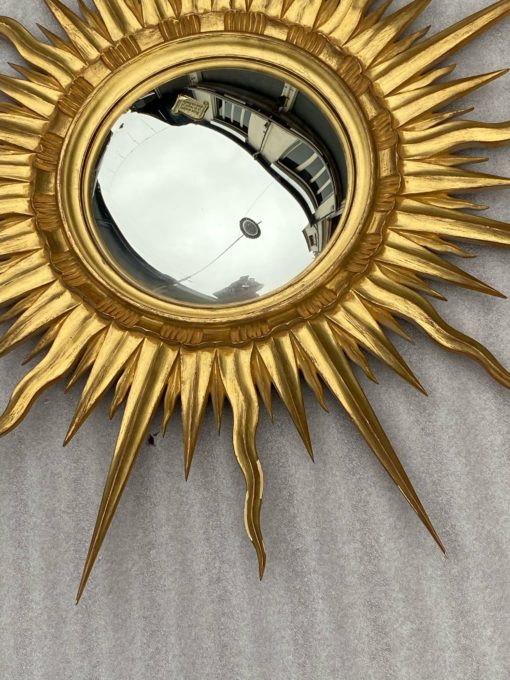 1970 ‘ Miroir Soleil Bois Doré Convexe Diamètre 89 Cm – Image 7