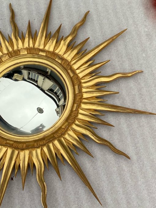 1970 ‘ Miroir Soleil Bois Doré Convexe Diamètre 89 Cm – Image 6
