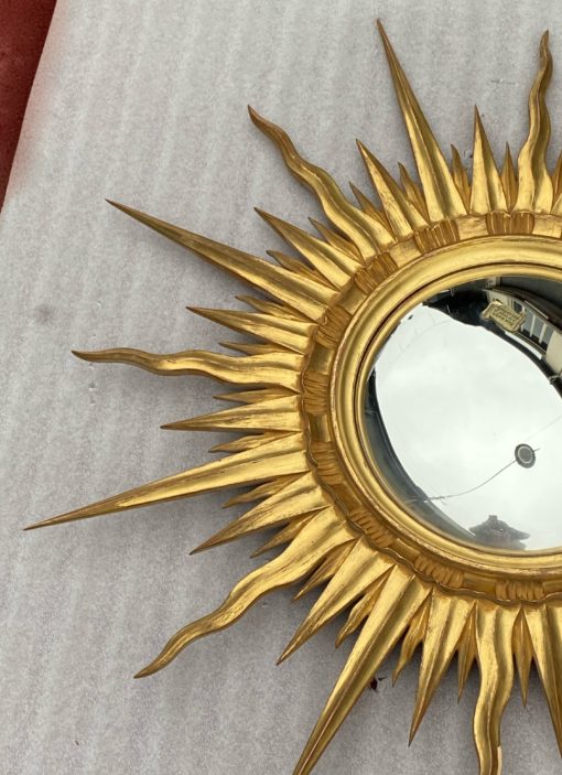 1970 ‘ Miroir Soleil Bois Doré Convexe Diamètre 89 Cm – Image 4