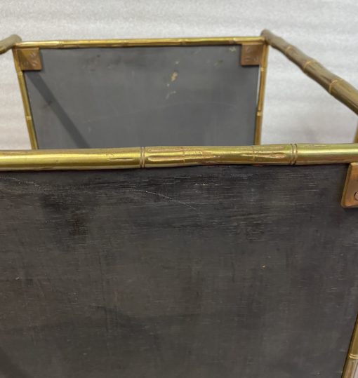 1950 ′ Pair of Maison Baguès Bamboo Decor Tables in Gilt Bronze With Wood Trays Marble Decor 64 X 39 X H 58 cm - Image 2