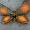 1970′ Paire D'Appliques Papillon en Bronze ou Laiton, Duval Brasseur Ou Isabelle Faure, 4 Ampoules, Ailes d’Agate : 53X H 45 cm – Image 25