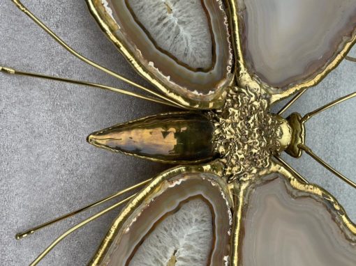 1970′ Pair Of Butterfly Sconces In Bronze Or Brass, Duval Brasseur Or Isabelle Faure, 4 Bulbs, Agate Wings: 53X H 45 cm - Image 24