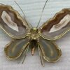 1970′ Paire D'Appliques Papillon en Bronze ou Laiton, Duval Brasseur Ou Isabelle Faure, 4 Ampoules, Ailes d’Agate : 53X H 45 cm – Image 21