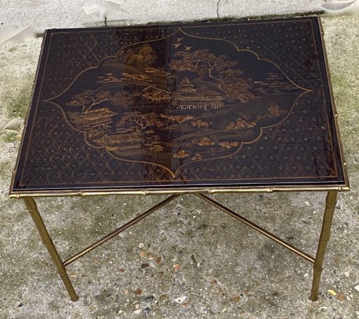 1950 ′ Maison Baguès Or Maison Jansen Table Bamboo Decor In Gilt Bronze With Chinese Lacquer Top 42 X 56 X H 45 CM - Image 4