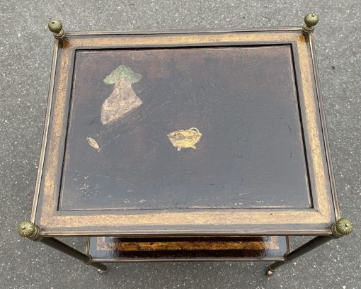 1950 ′ Maison Jansen Rolling Table In Patinated Bronze With Chinese Coromandel Lacquer Trays 47 X 37 X H 59 cm - Image 10