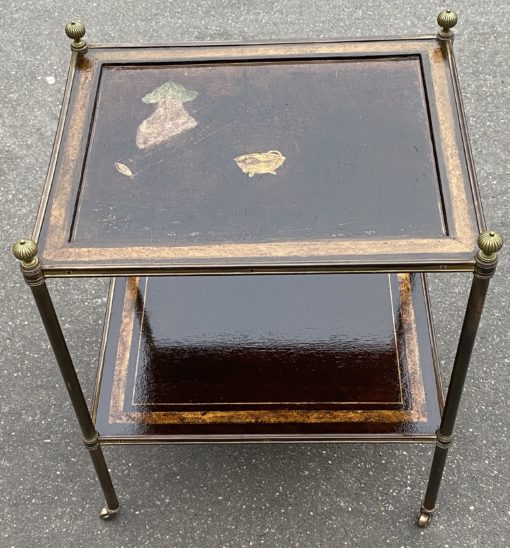 1950 ′ Maison Jansen Rolling Table In Patinated Bronze With Chinese Coromandel Lacquer Trays 47 X 37 X H 59 cm - Image 9