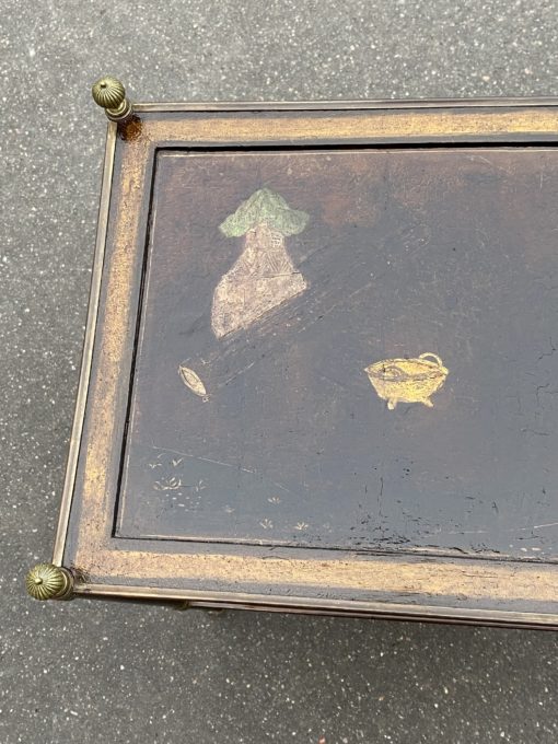 1950 ′ Maison Jansen Rolling Table In Patinated Bronze With Chinese Coromandel Lacquer Trays 47 X 37 X H 59 cm - Image 4