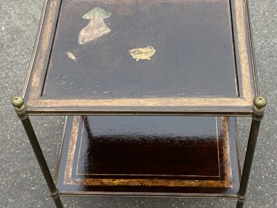 1950 ′ Maison Jansen Rolling Table In Patinated Bronze With Chinese Coromandel Lacquer Trays 47 X 37 X H 59 cm