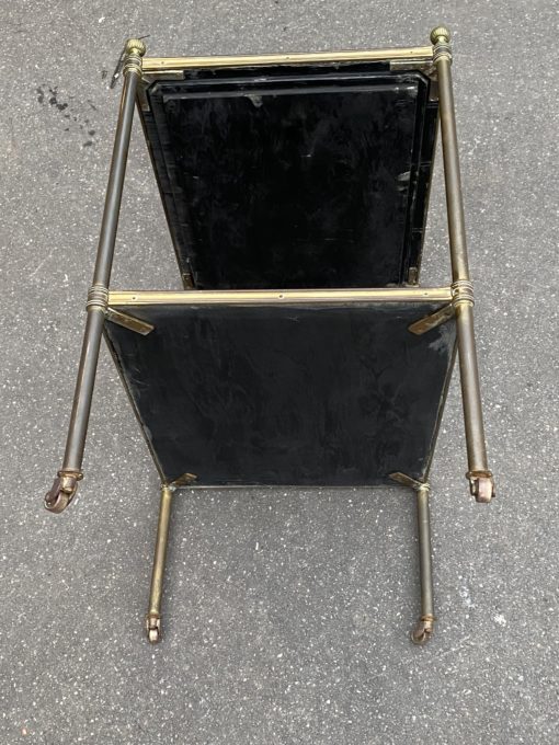 1950 ′ Maison Jansen Rolling Table In Patinated Bronze With Chinese Coromandel Lacquer Trays 47 X 37 X H 59 cm - Image 2