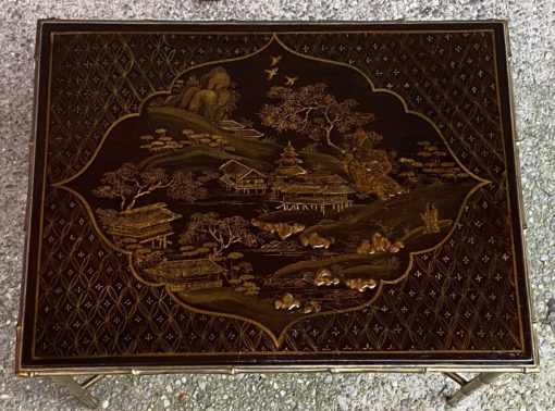 1950 ′ Maison Baguès Or Maison Jansen Table Bamboo Decor In Gilt Bronze With Chinese Lacquer Top 42 X 56 X H 45 CM - Image 3