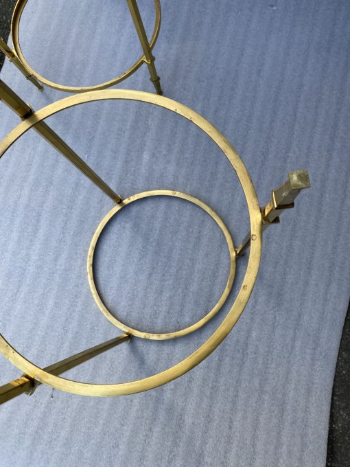 1950/70' Paire de Guéridons Ronds Bronze Doré Maison Ramsay Diamètre 40 x H 60 cm – Image 6