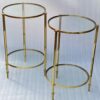 1950/70' Pair of Round Gilt Bronze Gueridons Maison Ramsay Diameter 40 x H 60 cm