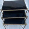 1970′ Series of 3 Maison Baguès Nesting Tables Bamboo Model Gilt Bronze 3 Black Opaline Trays 58 X 40 X H 58 cm - Image 2