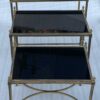 1970′ Series of 3 Maison Baguès Nesting Tables Bamboo Model Gilt Bronze 3 Black Opaline Trays 58 X 40 X H 58 cm