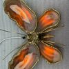 1970′ Paire D'Appliques Papillon en Bronze ou Laiton, Duval Brasseur Ou Isabelle Faure, 4 Ampoules, Ailes d’Agate : 53X H 45 cm – Image 15