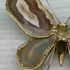 1970′ Paire D'Appliques Papillon en Bronze ou Laiton, Duval Brasseur Ou Isabelle Faure, 4 Ampoules, Ailes d’Agate : 53X H 45 cm – Image 10