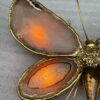 1970′ Paire D'Appliques Papillon en Bronze ou Laiton, Duval Brasseur Ou Isabelle Faure, 4 Ampoules, Ailes d’Agate : 53X H 45 cm – Image 8