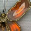 1970′ Paire D'Appliques Papillon en Bronze ou Laiton, Duval Brasseur Ou Isabelle Faure, 4 Ampoules, Ailes d’Agate : 53X H 45 cm – Image 6