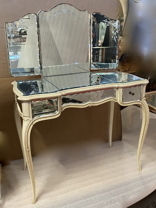 1950′ Venetian Dressing Table Painted Wood Crossbow Shape - Image 12