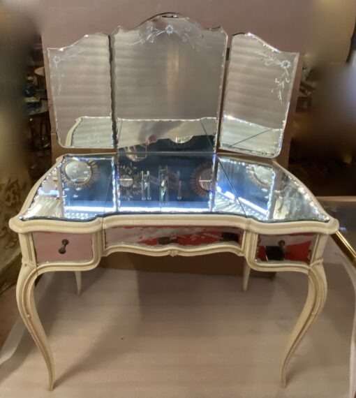 1950′ Venetian Dressing Table Painted Wood Crossbow Shape