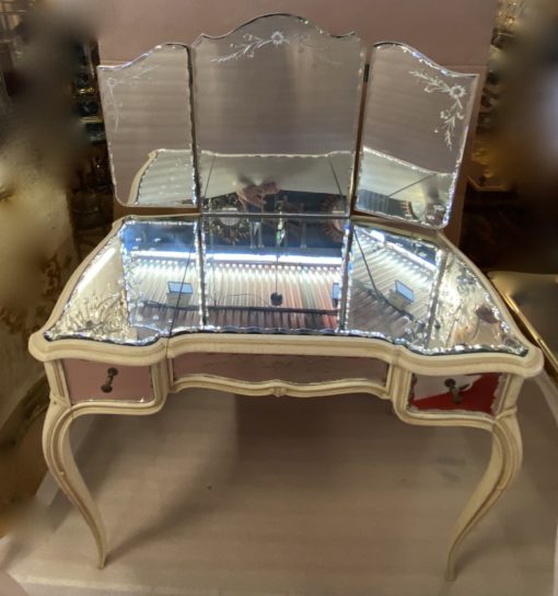 1950′ Venetian Dressing Table Painted Wood Crossbow Shape - Image 9