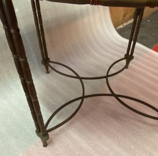 1950/70′ Round Bronze Coffee Table Palm Tree Decor, Black Chinese Lacquer Tray In The Style Of Maison Baguès - Image 10
